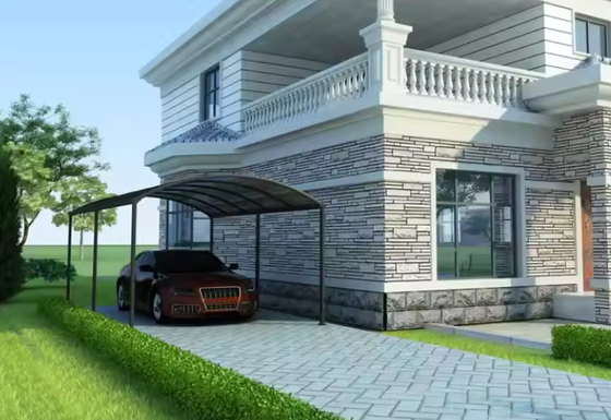 Aluminum Carport Metal Garage Tent Durable Polycarbonate Arched Roof Waterproof Outdoor Parking Shelter Powder Coated