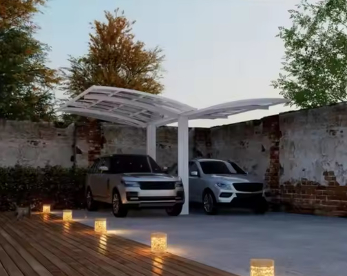 Aluminum Carport Metal Garage Tent Durable Polycarbonate Arched Roof Waterproof Outdoor Parking Shelter Powder Coated